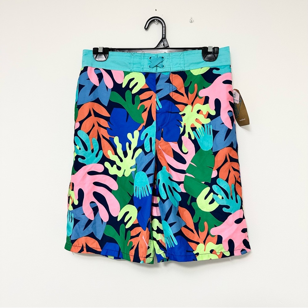 NEW Teen Tween Boys' Tropical Leaf Print Swim Trunks Board Shorts NWT Boys 14/16